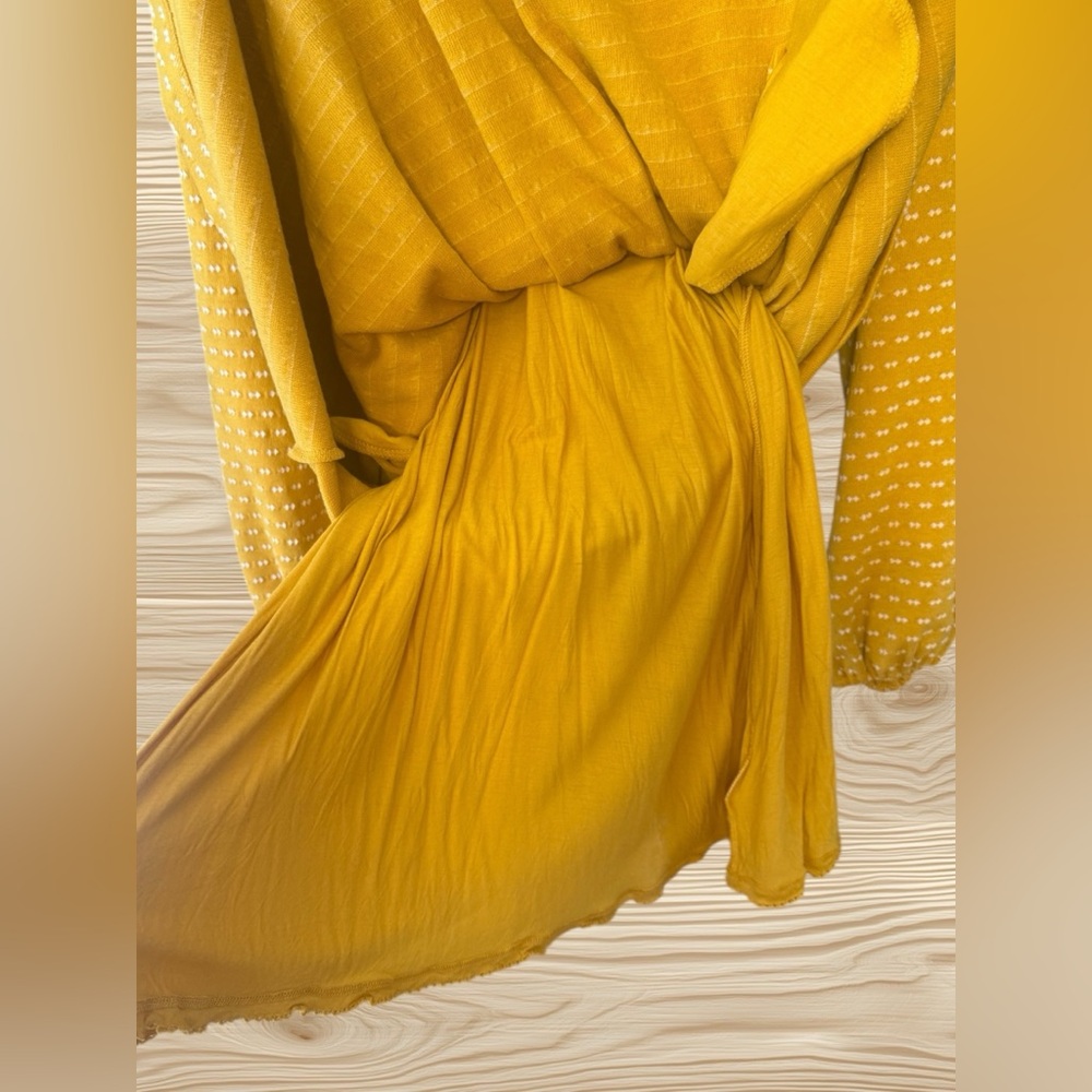 MAEVE by Anthropologie Malta Wrap Dress Mustard Yellow Dot Belted Size M - Picture 9 of 13